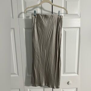 Enza Costa Women's Neutral Midi Slip Skirt - Taupe